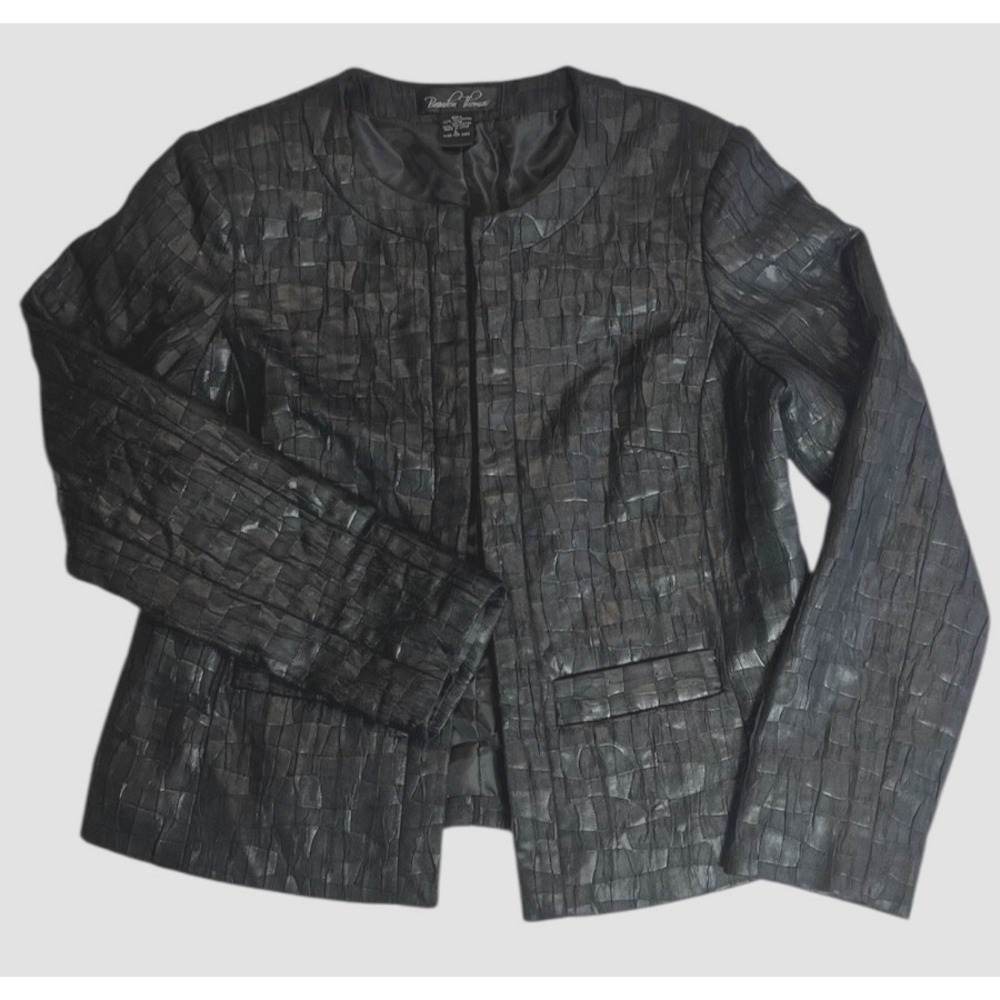 Brandon Thomas Textured Black Blazer Jacket Womens sz L Grunge Career Chic